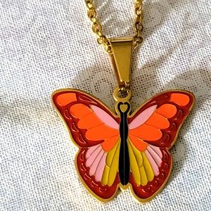 NEW- colorful Necklace butterfly set